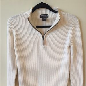 Woolrich Cream Zippered Collared Women's Sweater